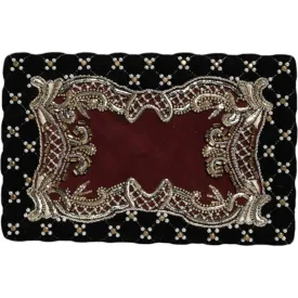 Dolce & Gabbana Bordeaux Black Velvet Gold Frame Clutch Evening Purse Bag