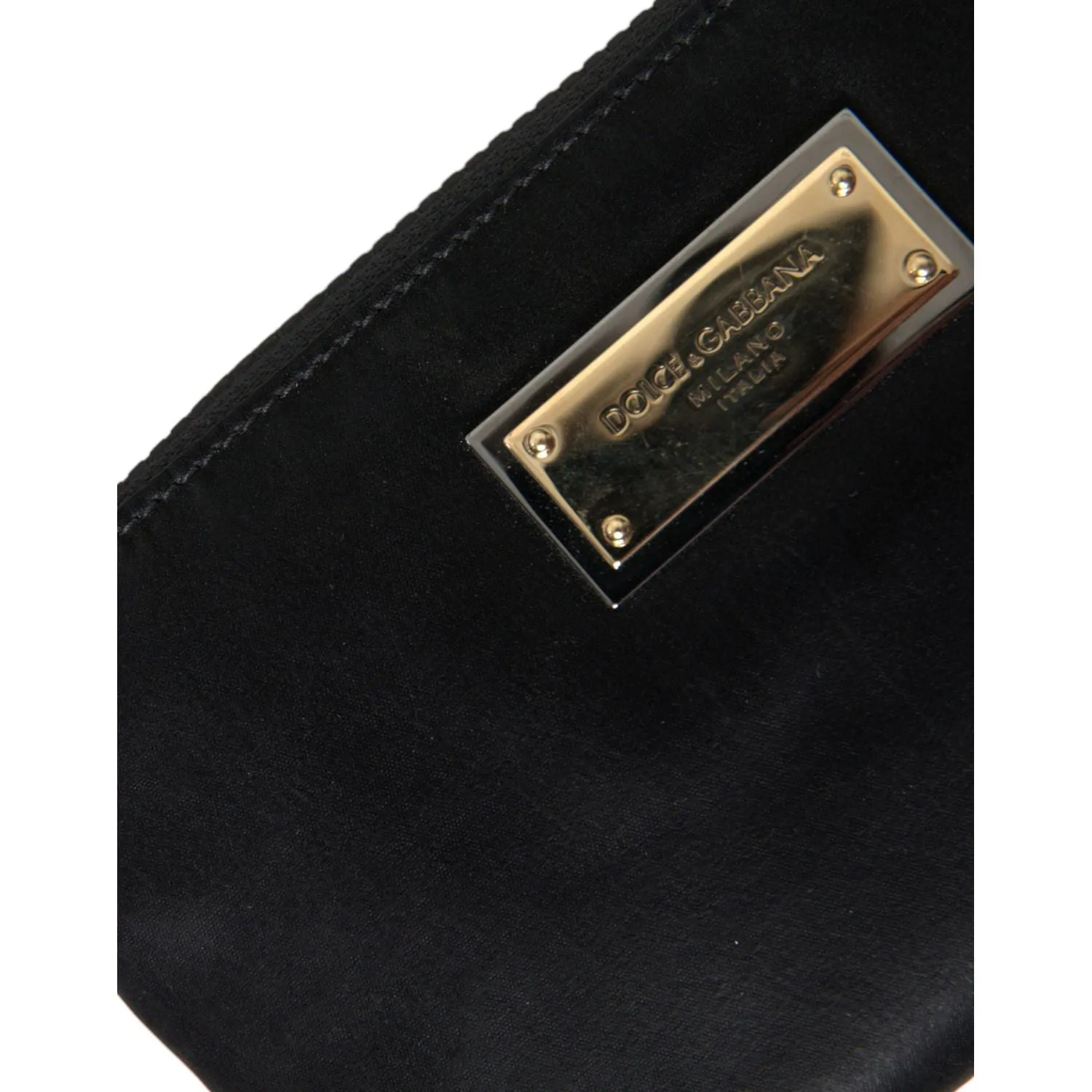 Dolce & Gabbana Elegant Black Nylon & Leather Pouch