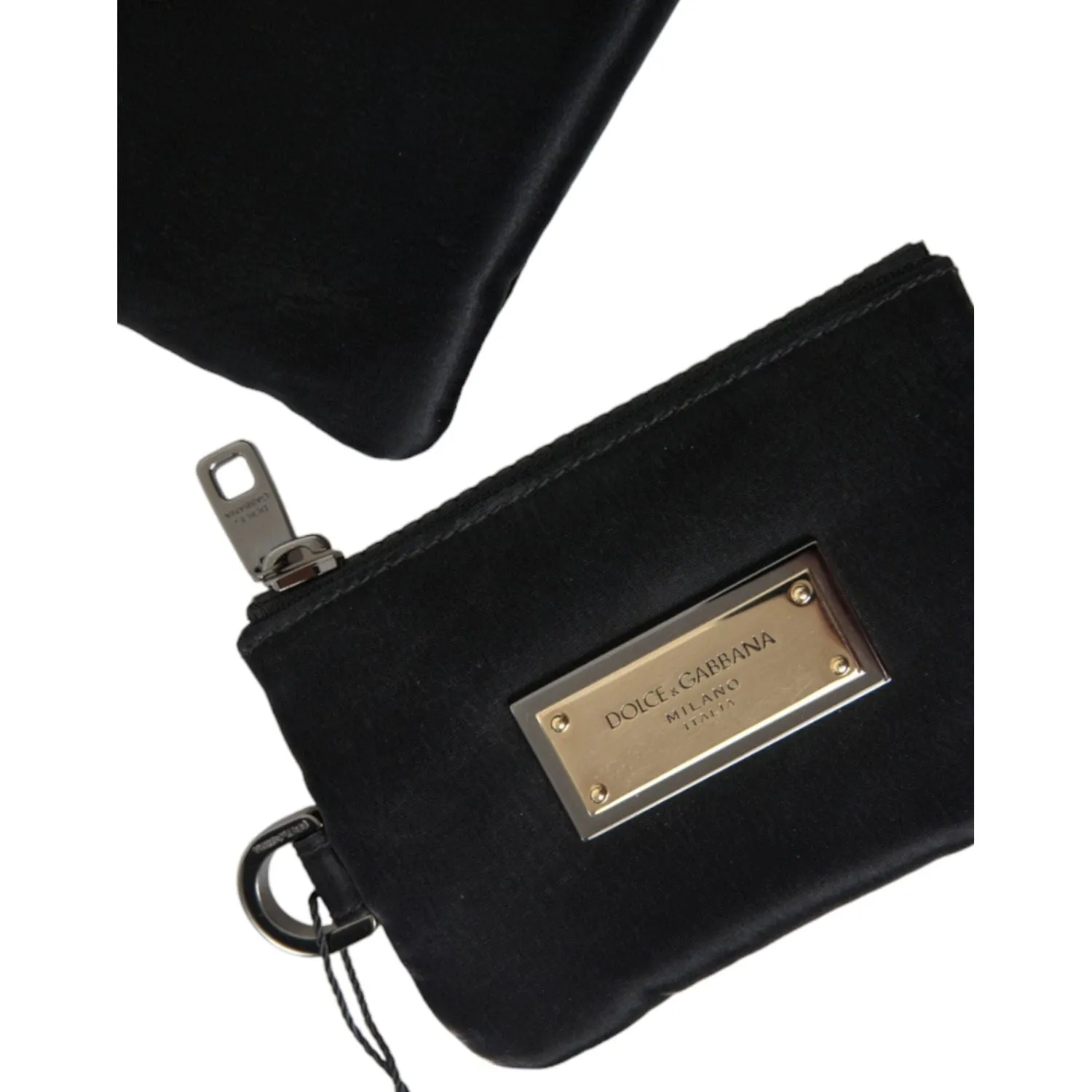 Dolce & Gabbana Elegant Black Nylon & Leather Pouch