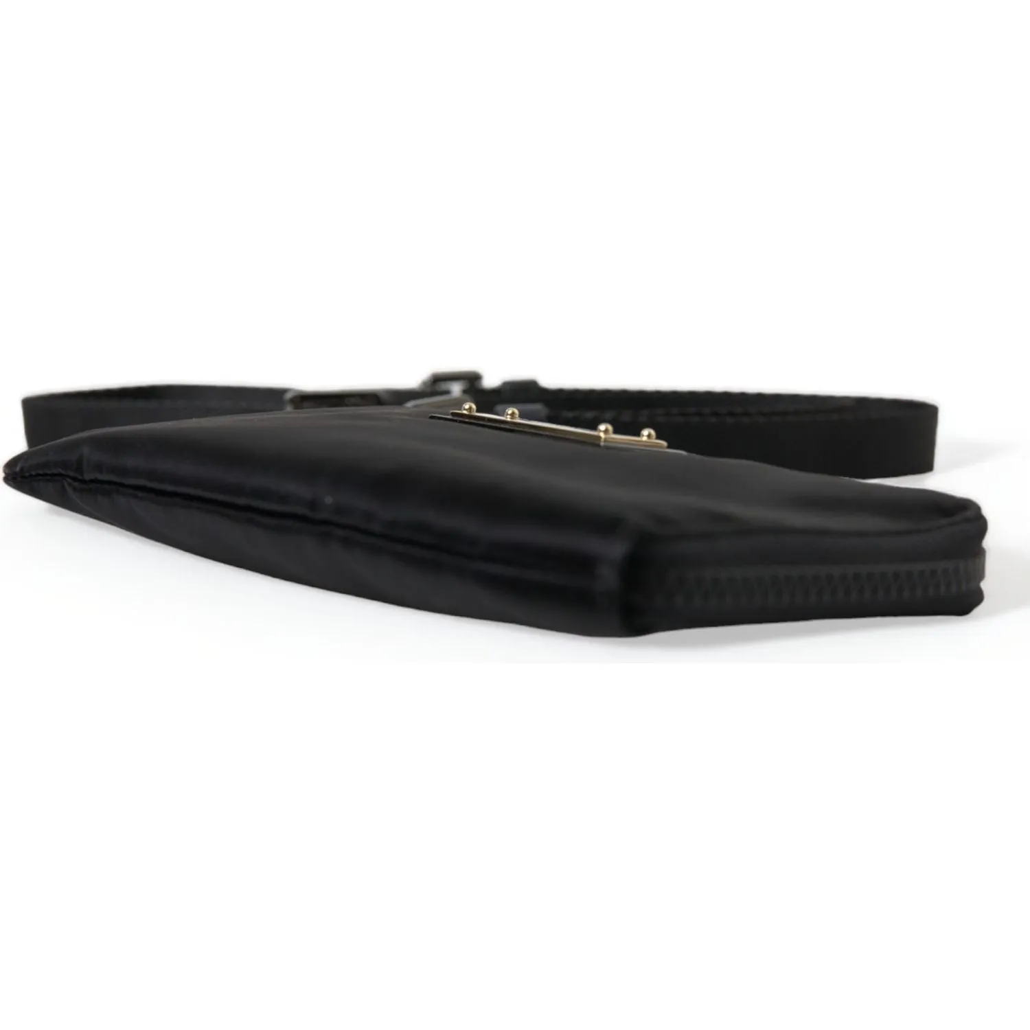 Dolce & Gabbana Elegant Black Nylon & Leather Pouch