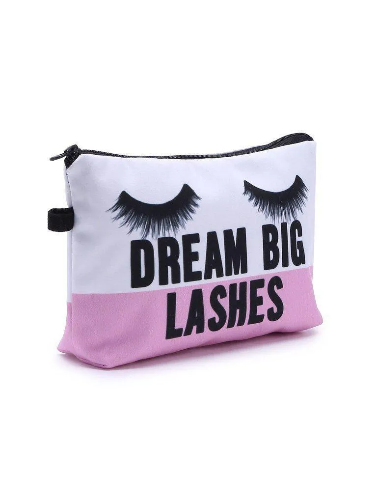 Eyelash Print Color Block Makeup Bag