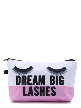 Eyelash Print Color Block Makeup Bag