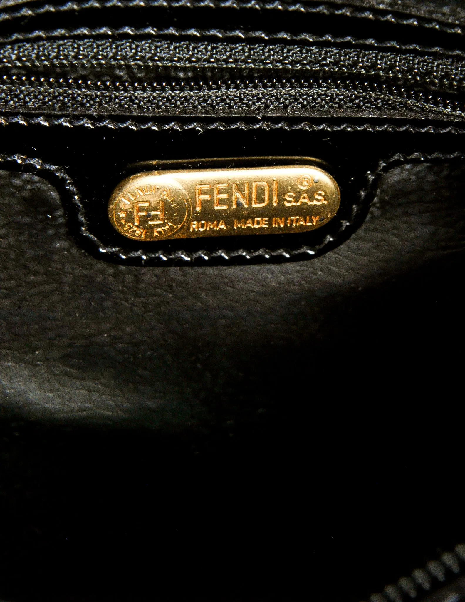 Fendi Vintage Black Leather Janus Bag