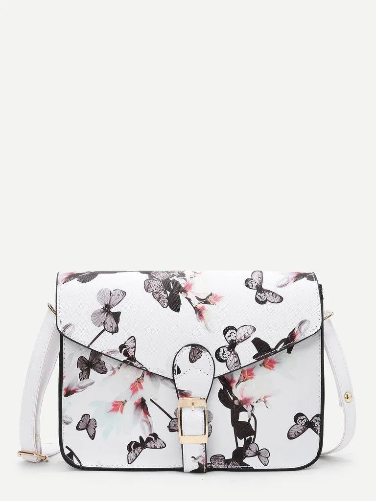 Flower Printed Crossbody Bag