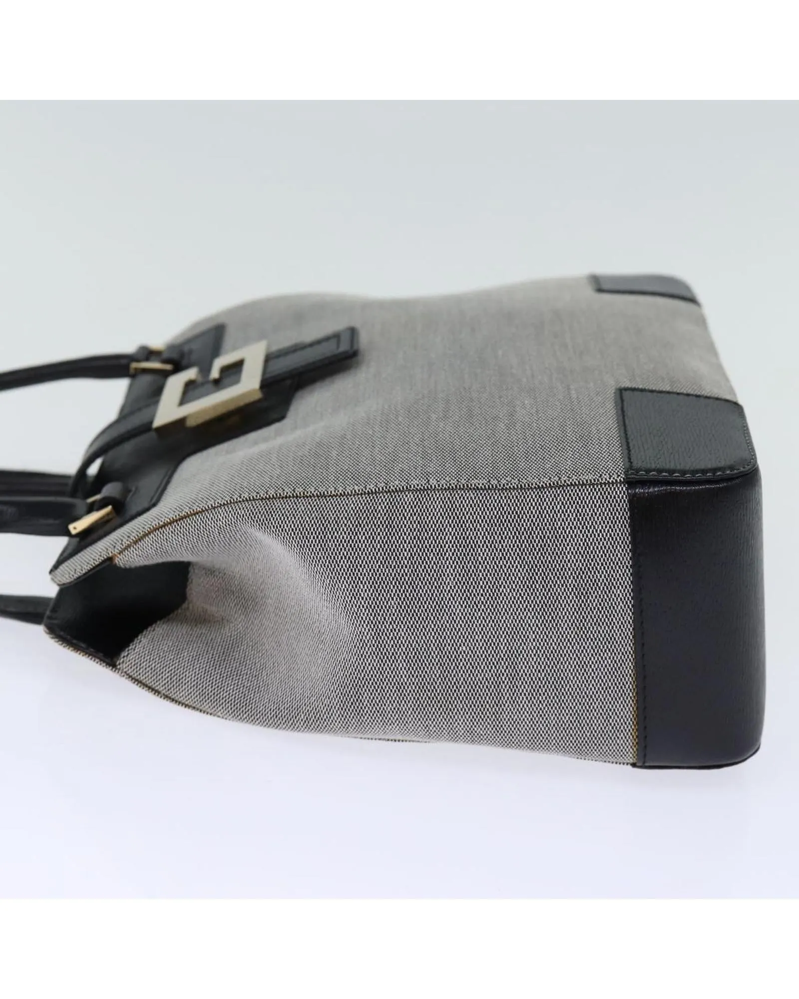 Gray Canvas Hand Bag with Metal Fittings - Made in Italy