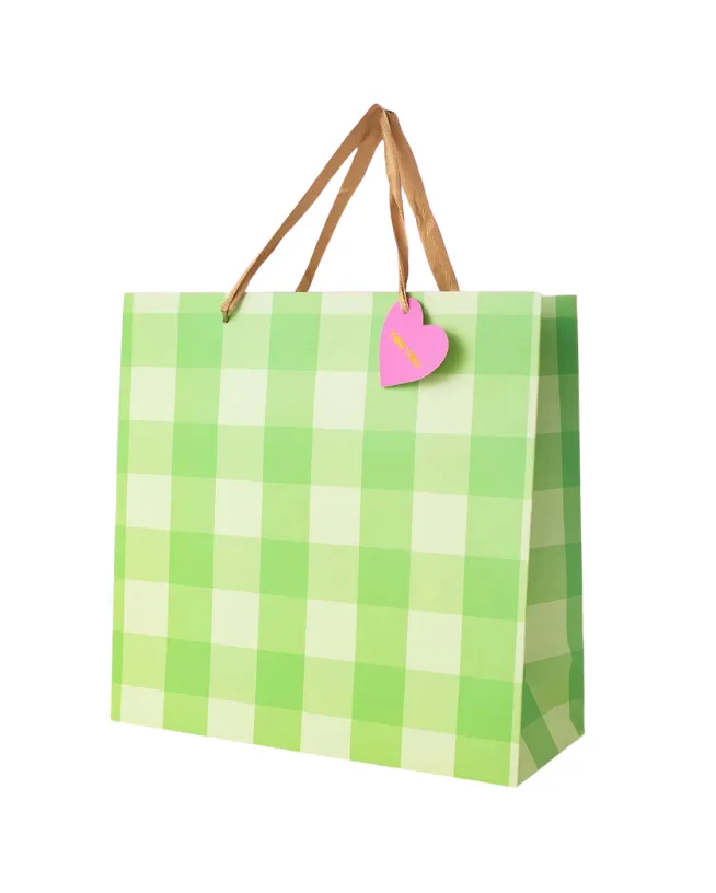 Green Gingham Gift Bags