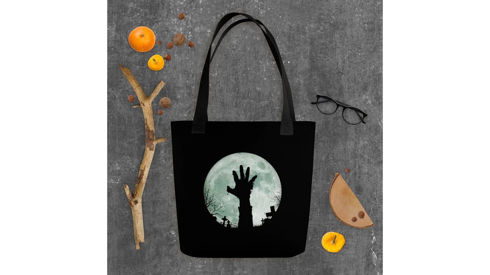 Halloween Moon Zombie Graveyard Tote Bag