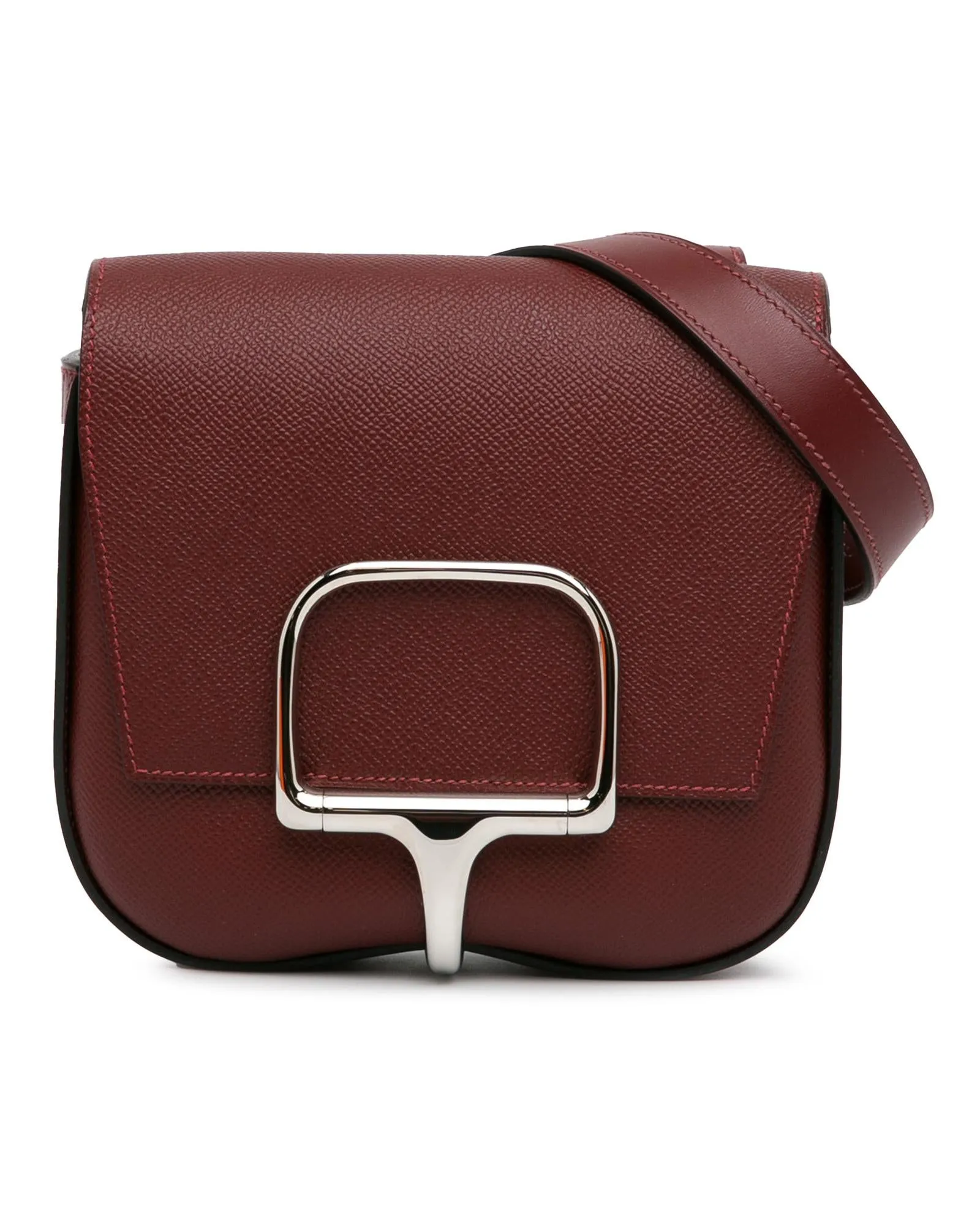 Herms Petit H Crossbody Bag in Burgundy Leather