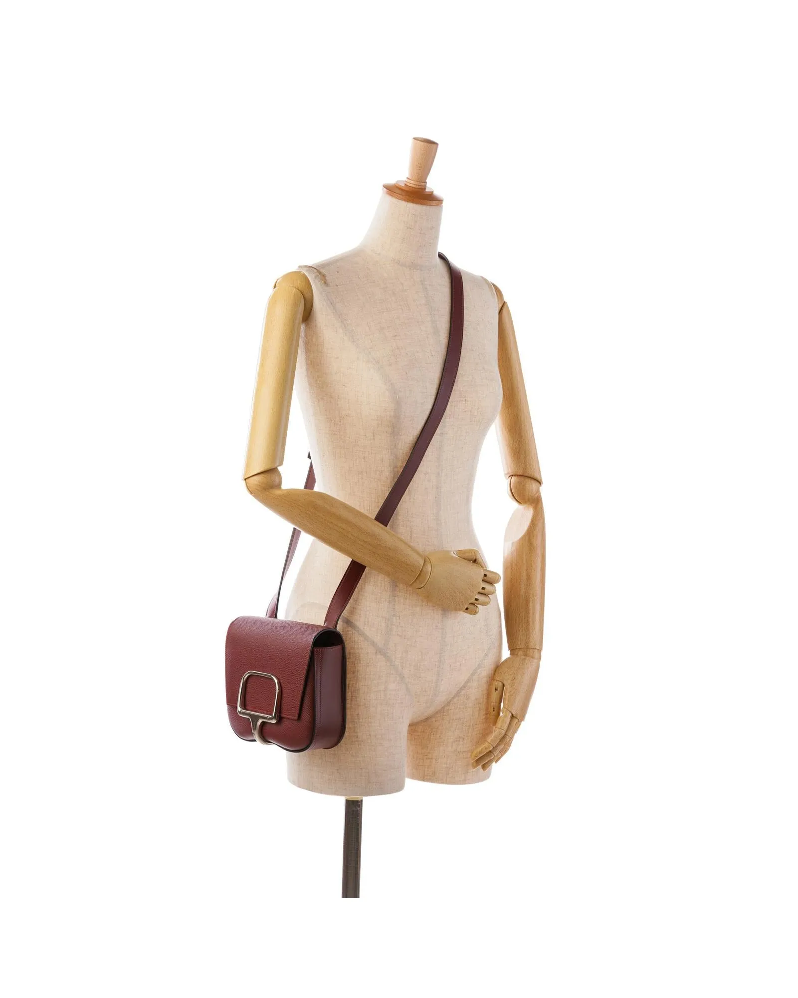 Herms Petit H Crossbody Bag in Burgundy Leather