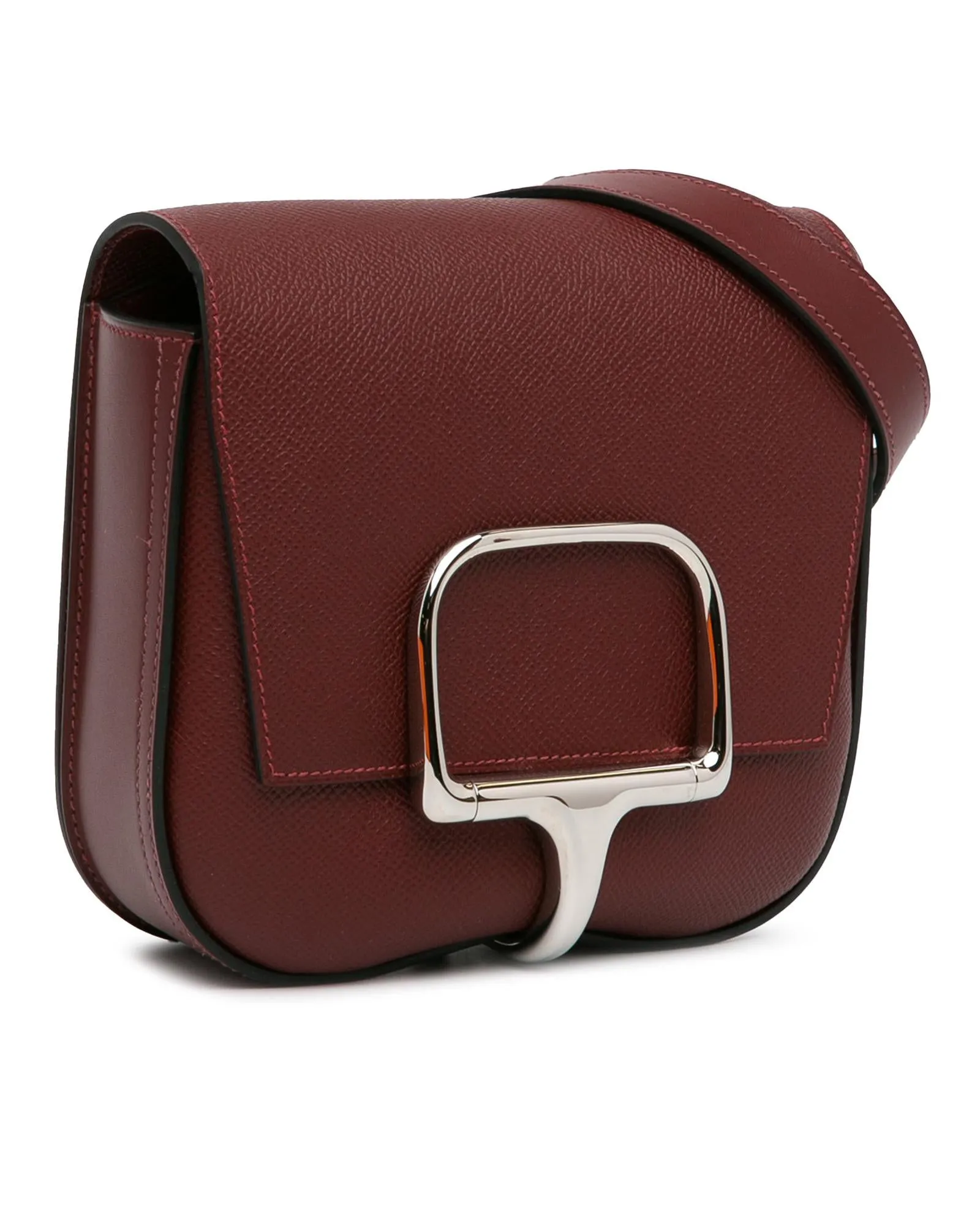 Herms Petit H Crossbody Bag in Burgundy Leather