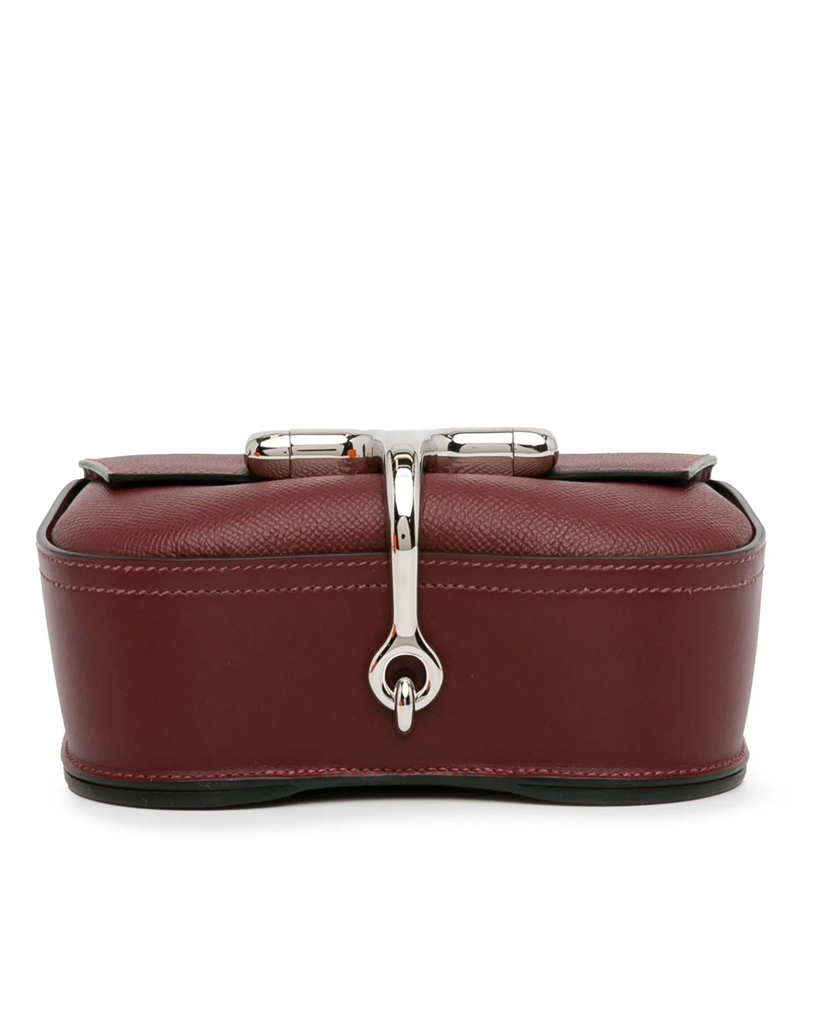 Herms Petit H Crossbody Bag in Burgundy Leather