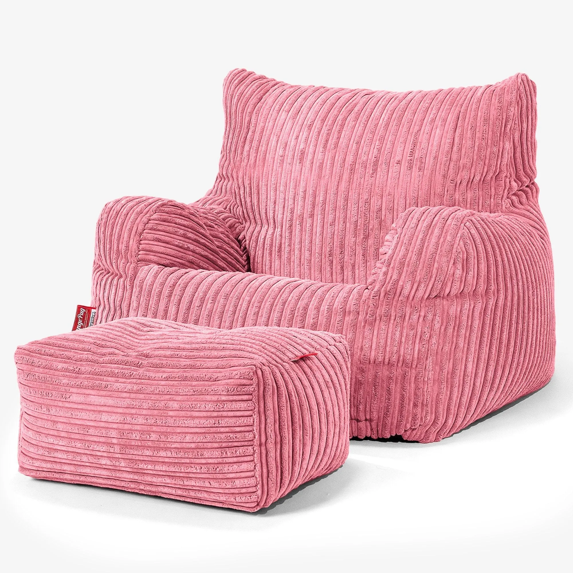 Josephine Bean Bag Armchair - Cord Coral Pink