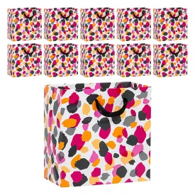 Jungle Spots Animal Print Paper Gift Bags and Party Favor Bags, Small 6.5x5x6.5" (10 Pack)