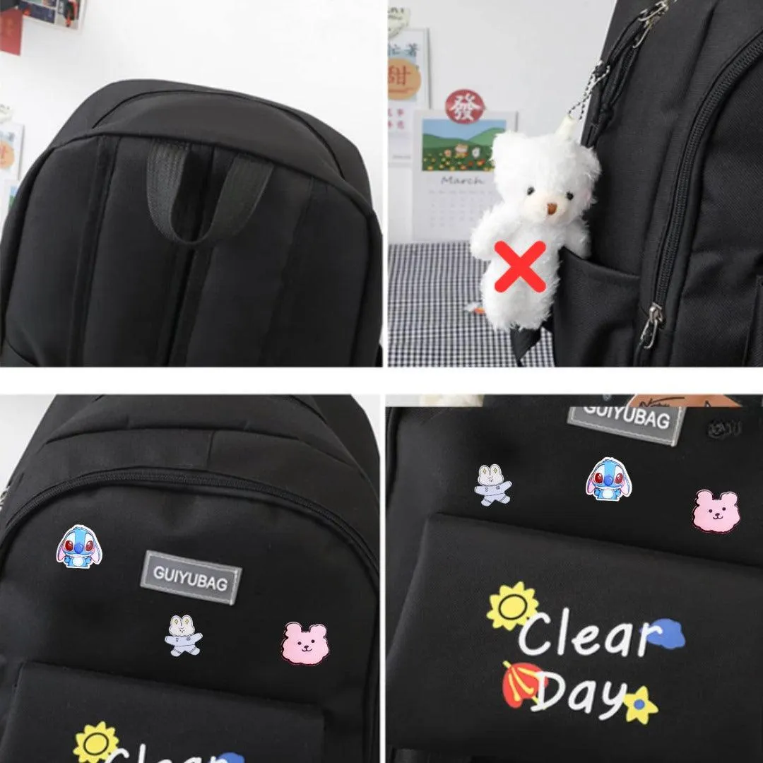 Kawaii Girls Backpack With Pins and Bear- KSB6061