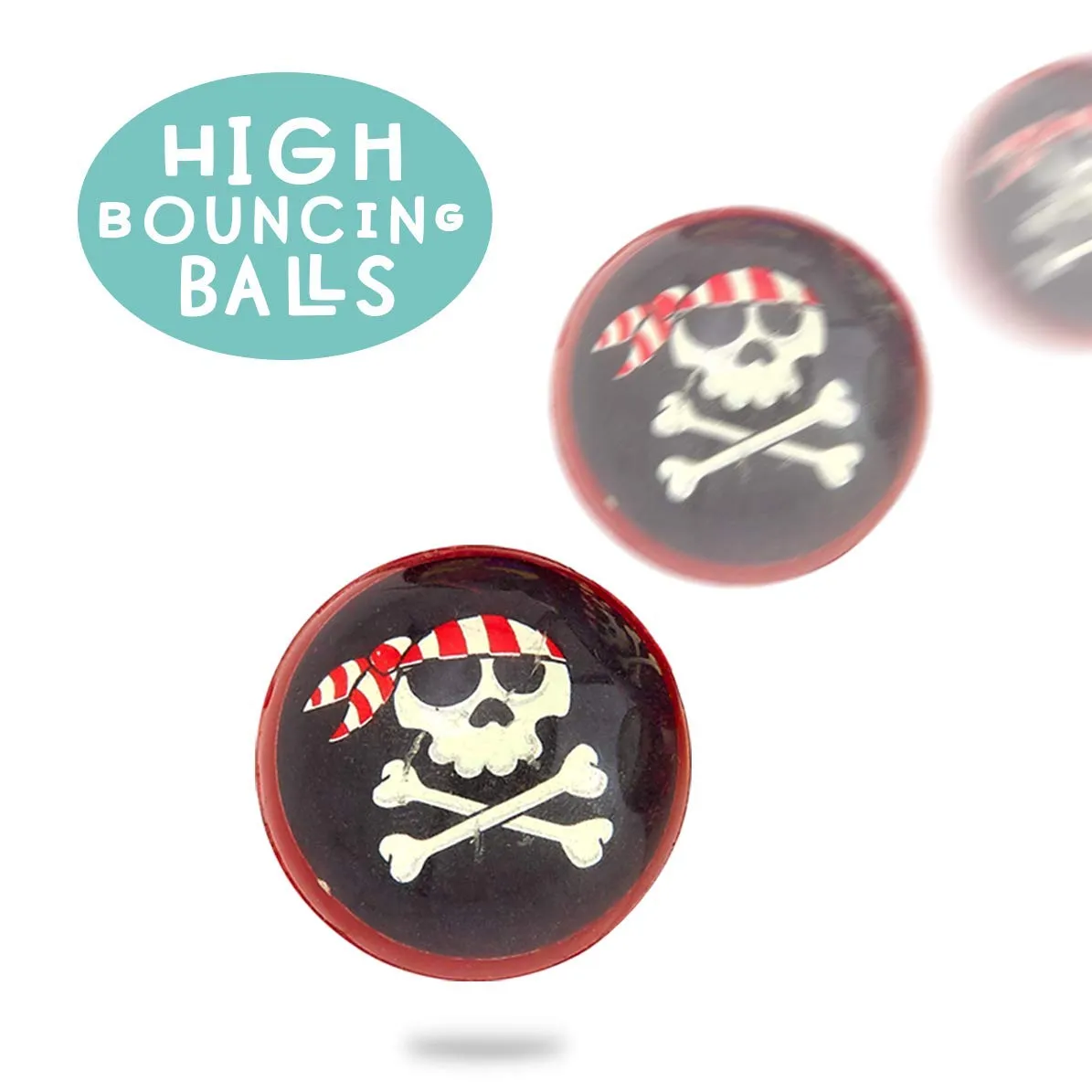 Kicko Pirate Bounce Balls - 24 Pack - 32 mm - for Kids, Party Favors, Stocking Stuffers