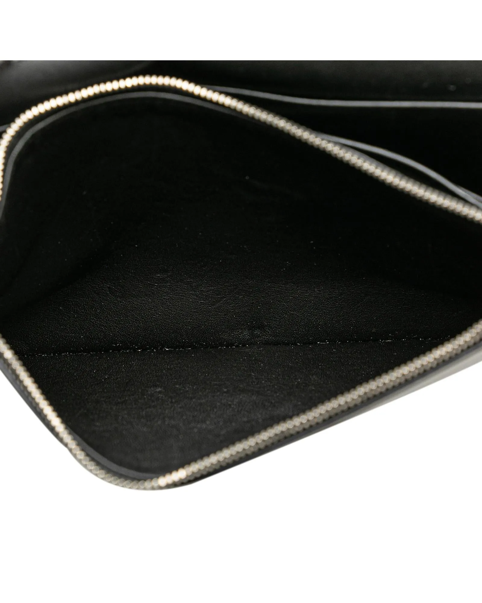 Leather Wallet on Chain with Silver-Tone Strap and Magnetic Closure