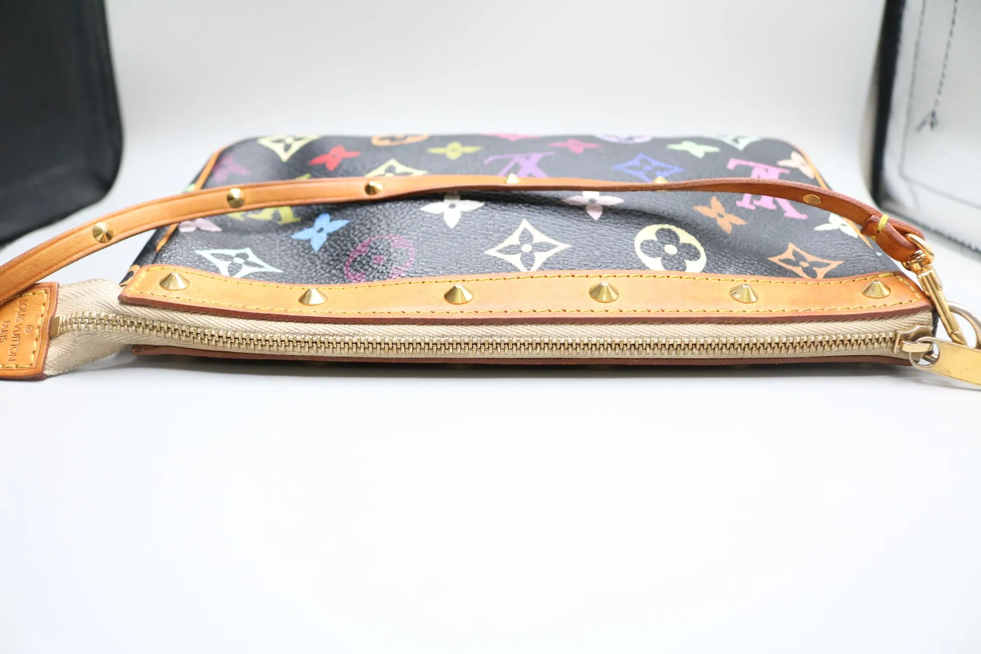 Louis Vuitton Multicolor Monogram Pochette On Black Coated Canvas