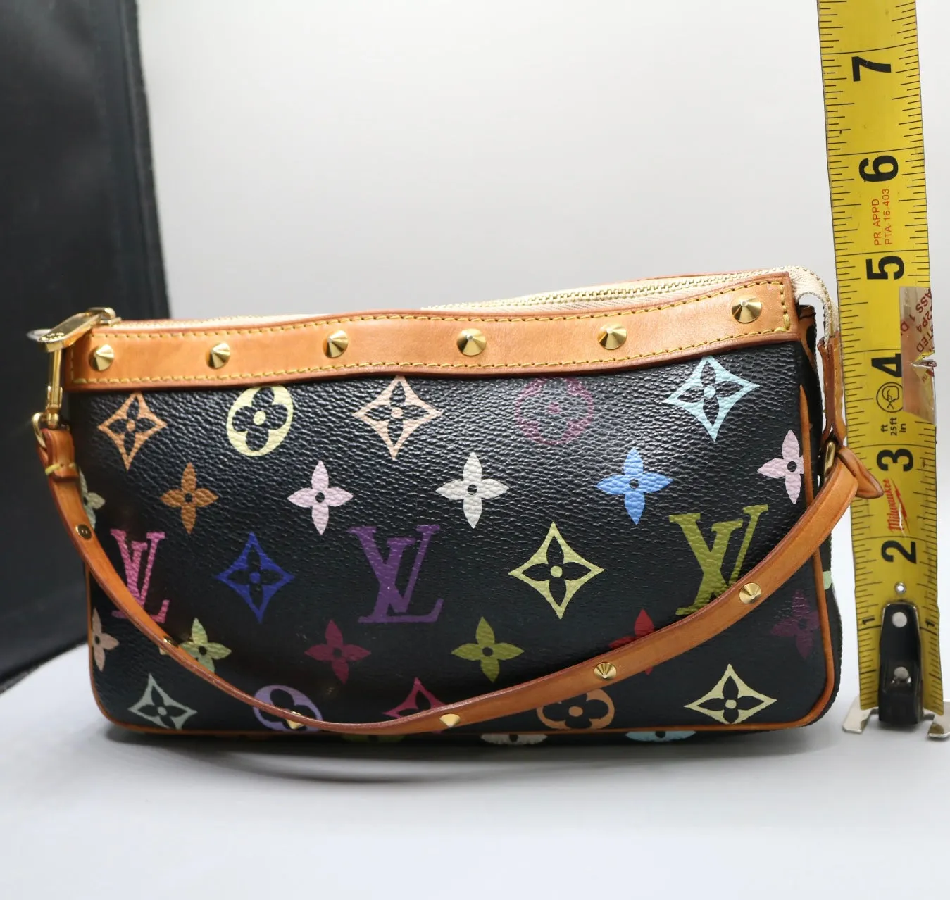 Louis Vuitton Multicolor Monogram Pochette On Black Coated Canvas