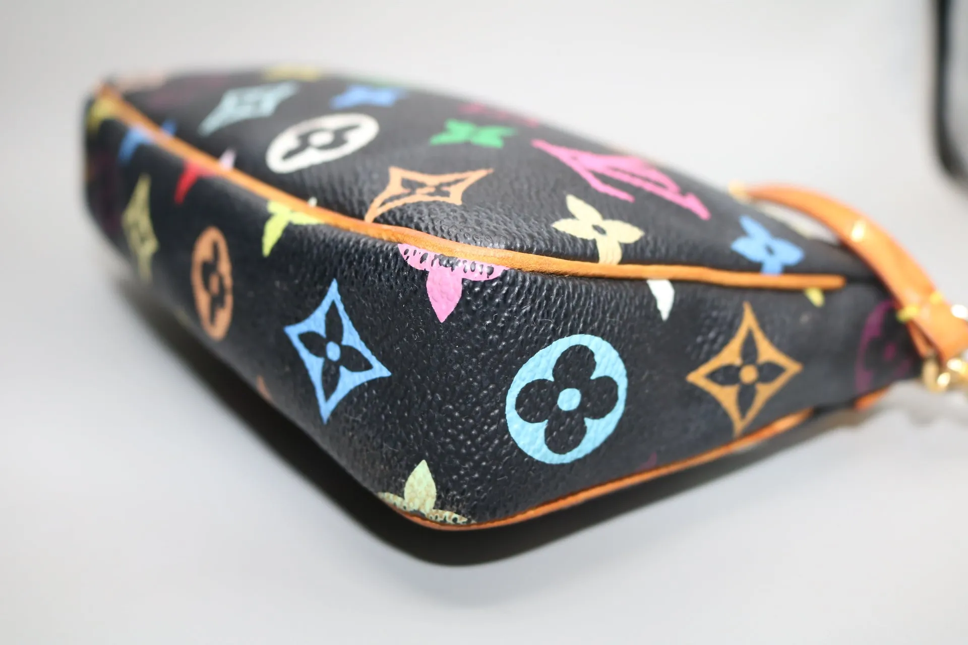 Louis Vuitton Multicolor Monogram Pochette On Black Coated Canvas