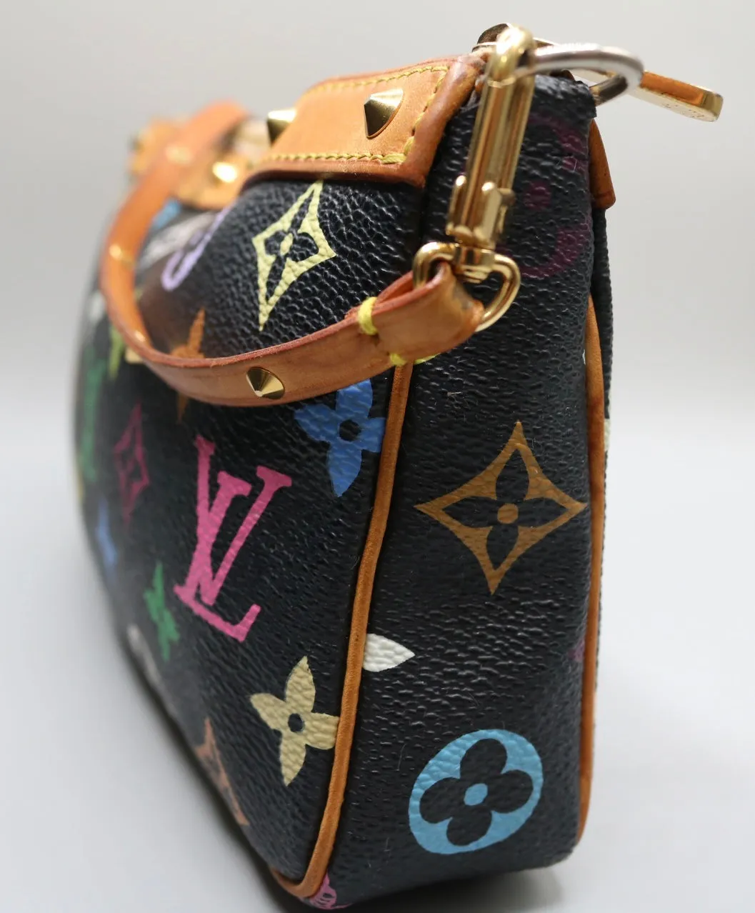 Louis Vuitton Multicolor Monogram Pochette On Black Coated Canvas