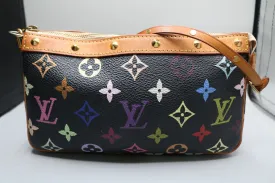 Louis Vuitton Multicolor Monogram Pochette On Black Coated Canvas