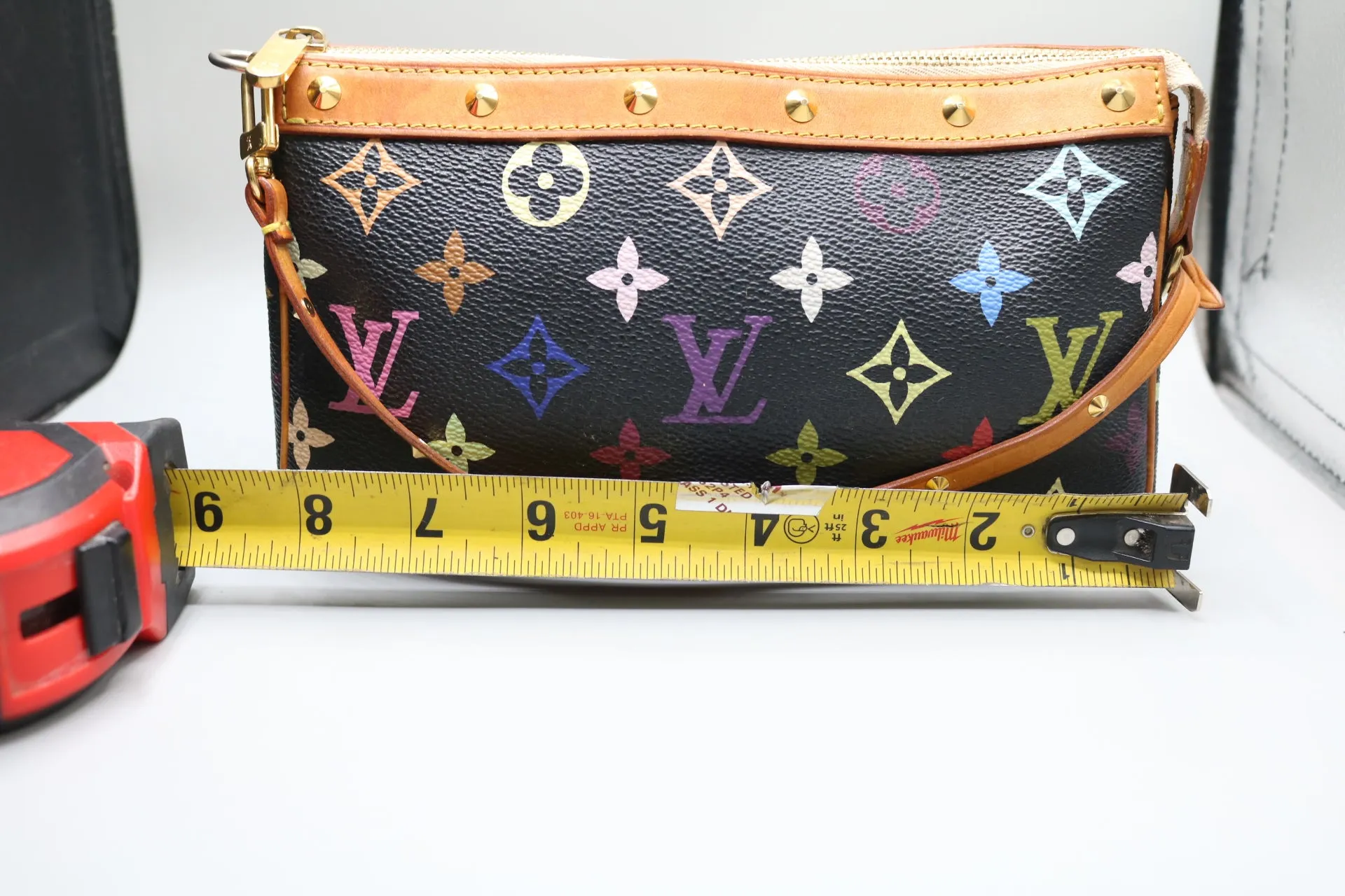 Louis Vuitton Multicolor Monogram Pochette On Black Coated Canvas