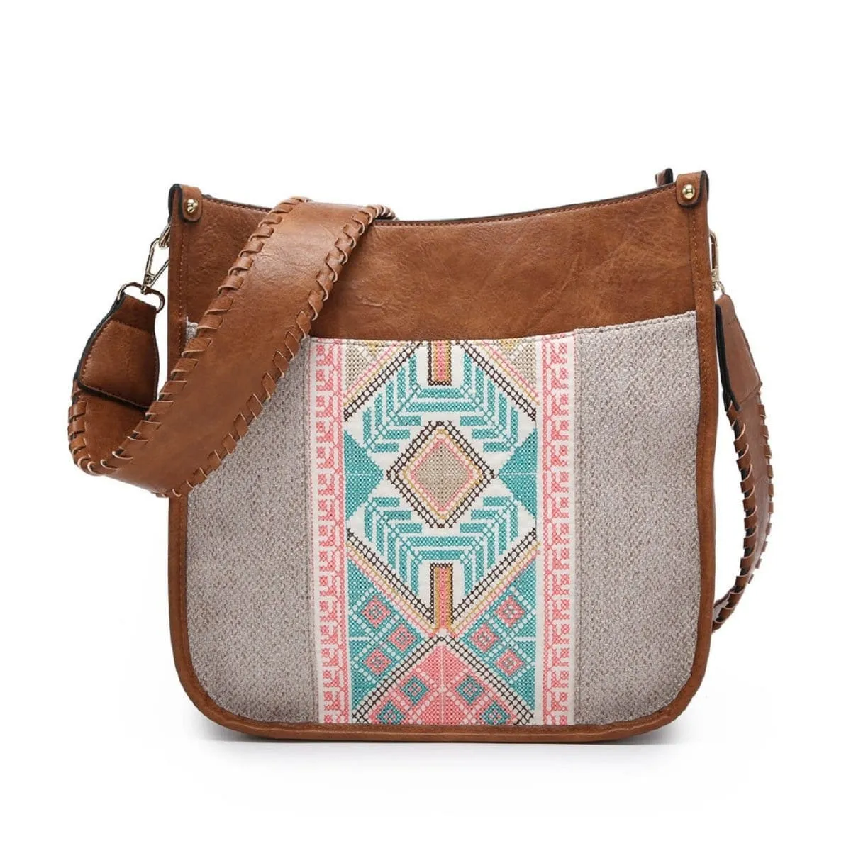 M1977TRB Inspired Tribal Print Flannel Front Crossbody