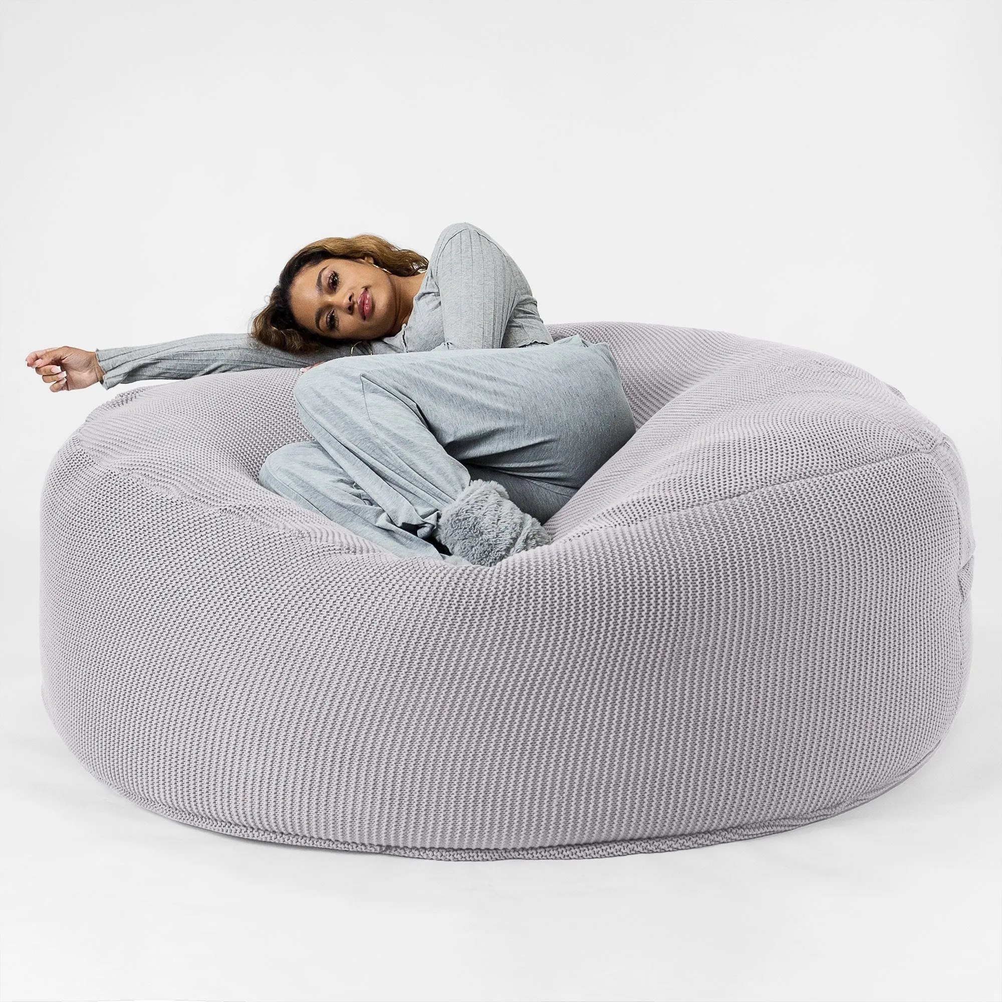 Mega Mammoth Bean Bag - Ellos Knitted Light Grey