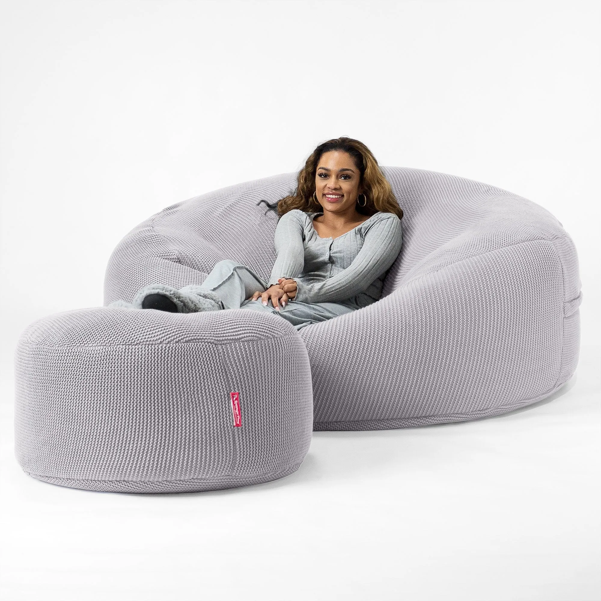 Mega Mammoth Bean Bag - Ellos Knitted Light Grey