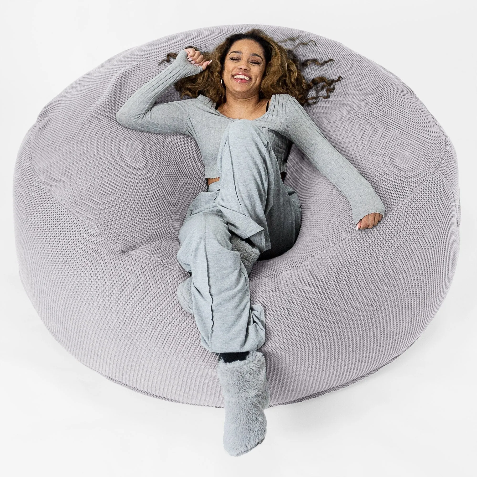 Mega Mammoth Bean Bag - Ellos Knitted Light Grey