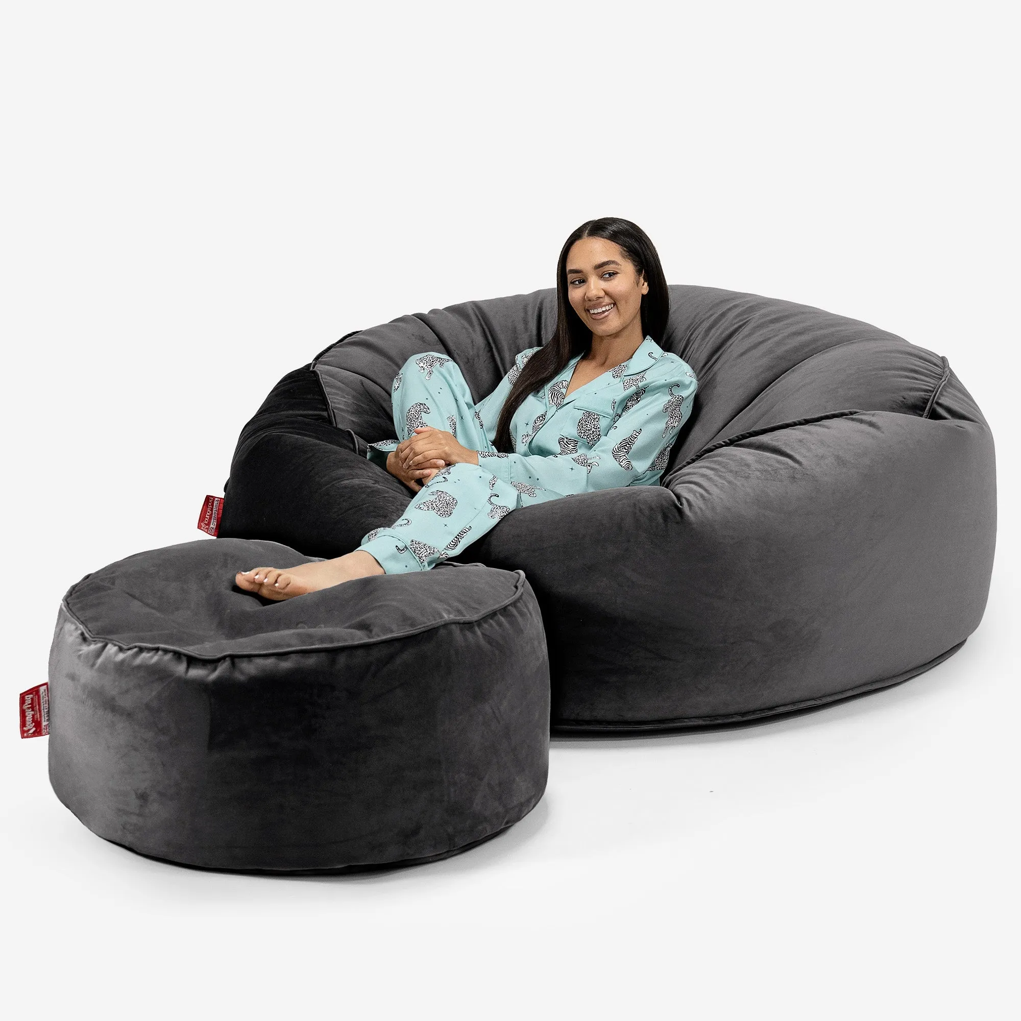 Mega Mammoth Bean Bag Sofa - Velvet Graphite Grey