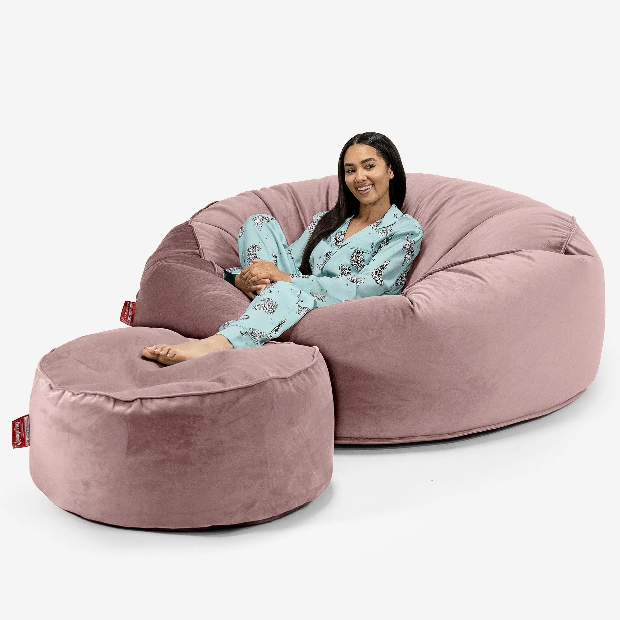 Mega Mammoth Bean Bag Sofa - Velvet Rose Pink