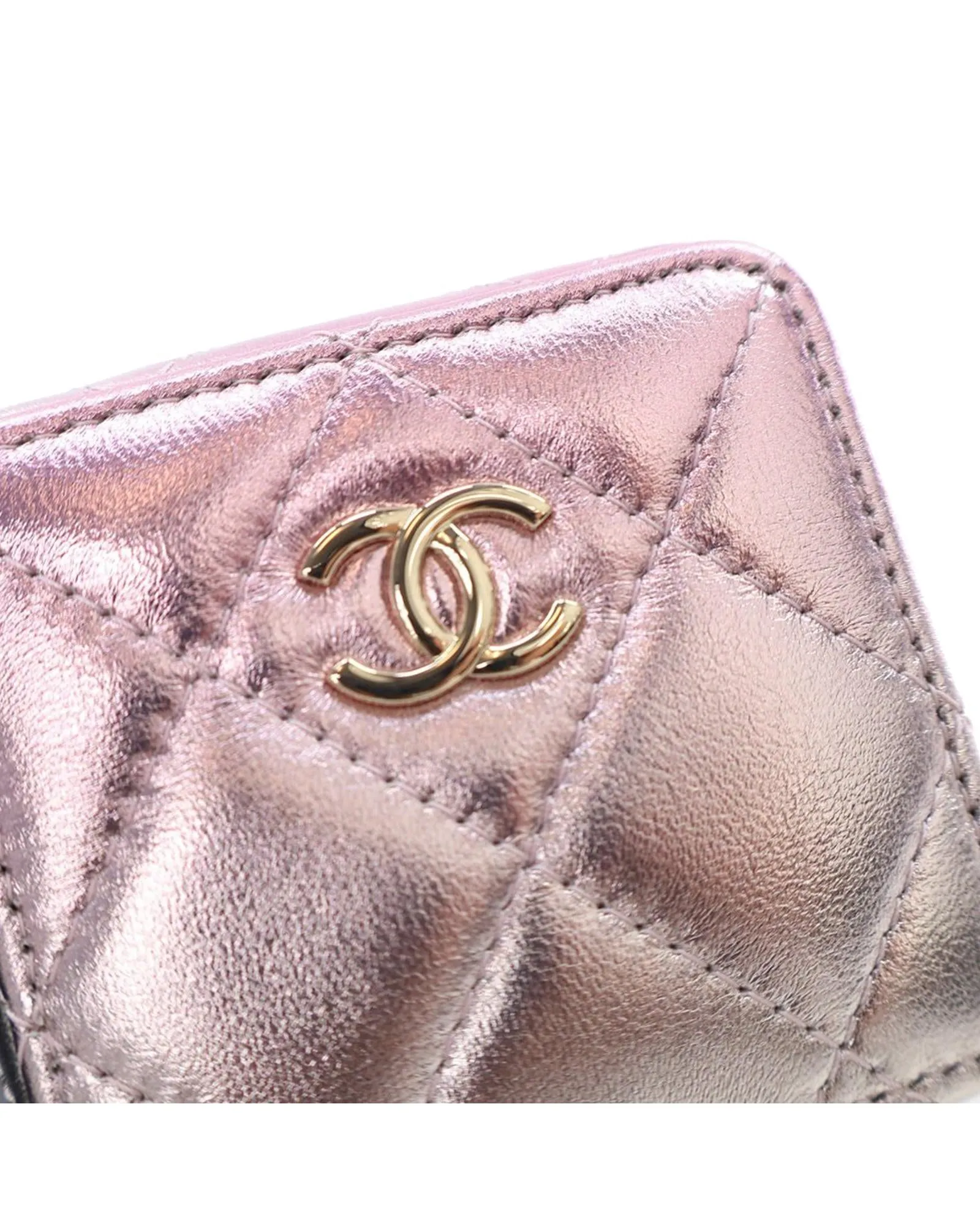 Mini Metallic Quilted Lambskin Cube Bag with Chain Strap