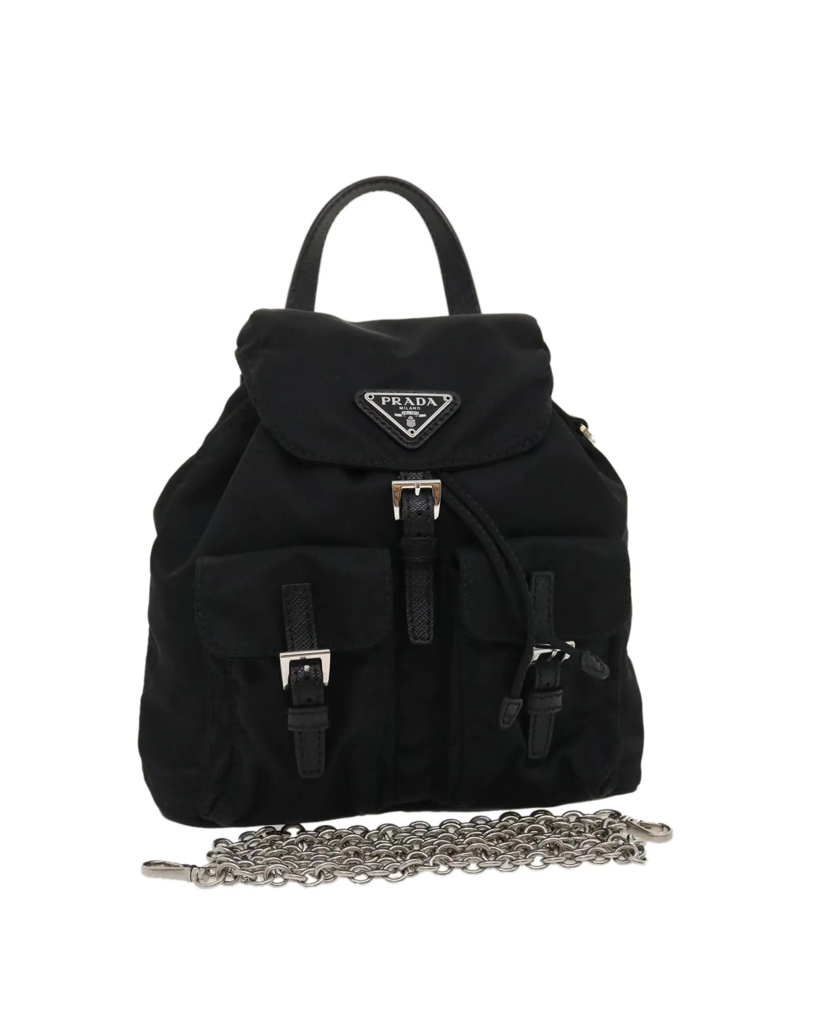 Mini Shoulder Bag Nylon Black Auth