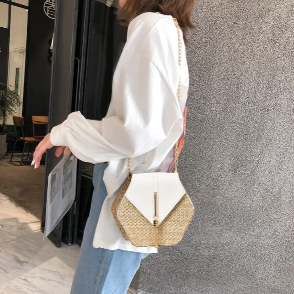 Mini Straw Bag with Vegan Leather Cover