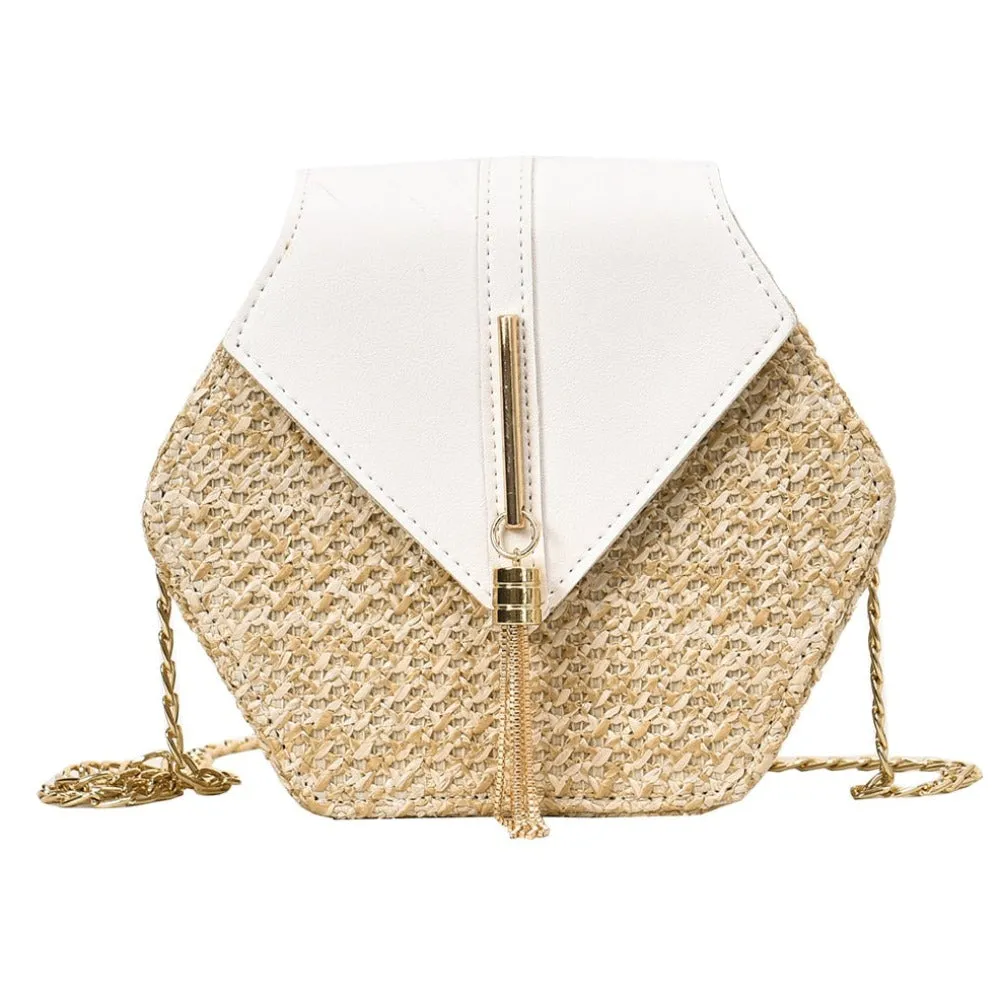 Mini Straw Bag with Vegan Leather Cover