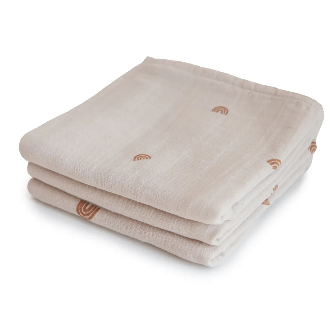 Mushie Organic Cotton Muslin Cloths- 3 Pack