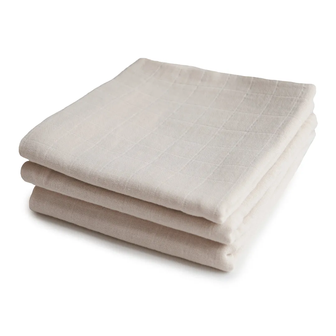 Mushie Organic Cotton Muslin Cloths- 3 Pack