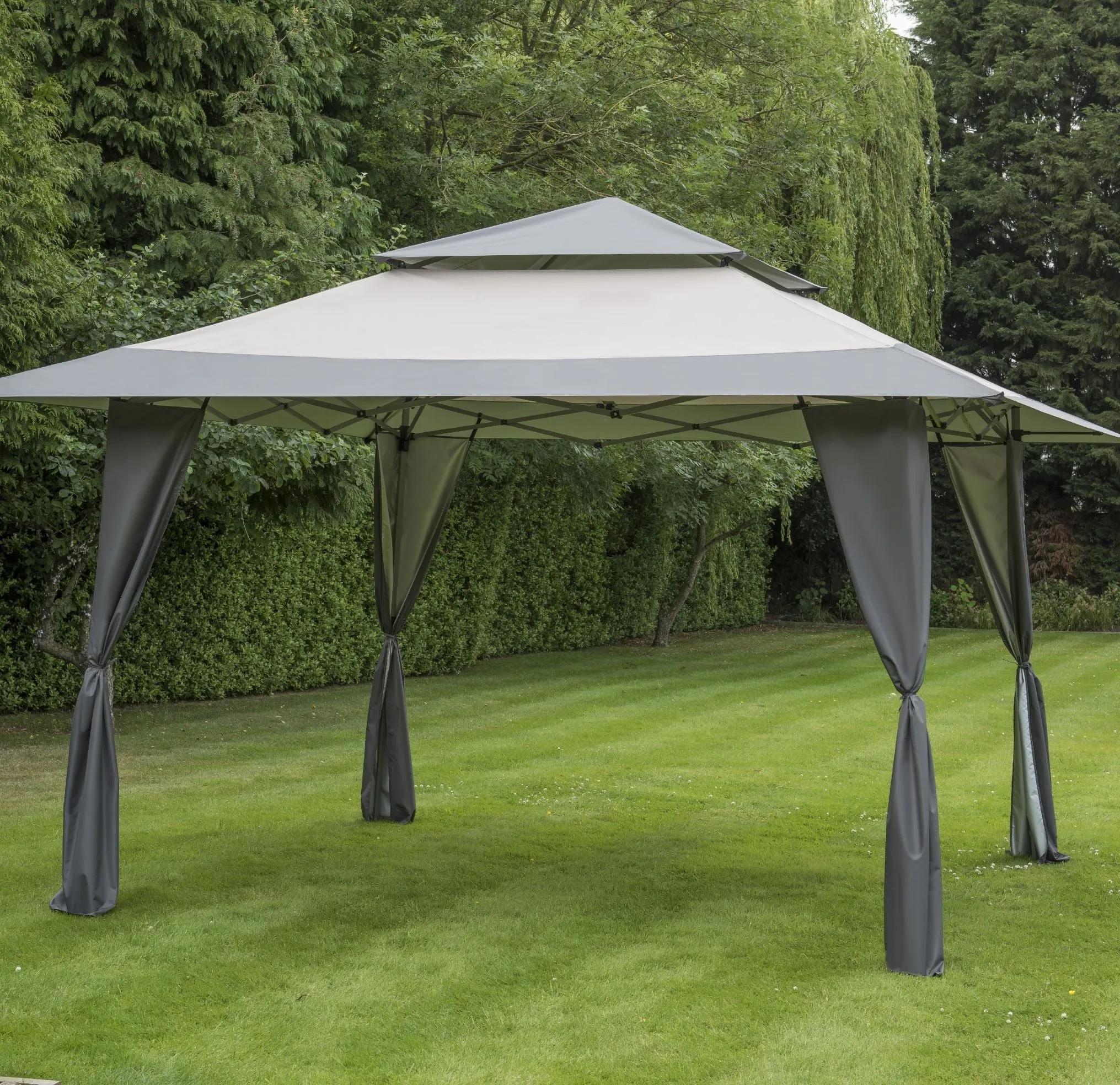 Norfolk Leisure - Pop Up Gazebo Sturdy Heavy Duty 4m x 4m Grey, Taupe and Brown