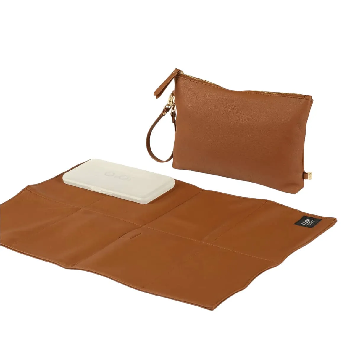 OiOi Chestnut Nappy Changing Pouch | Compact & Stylish Baby Diaper Bag