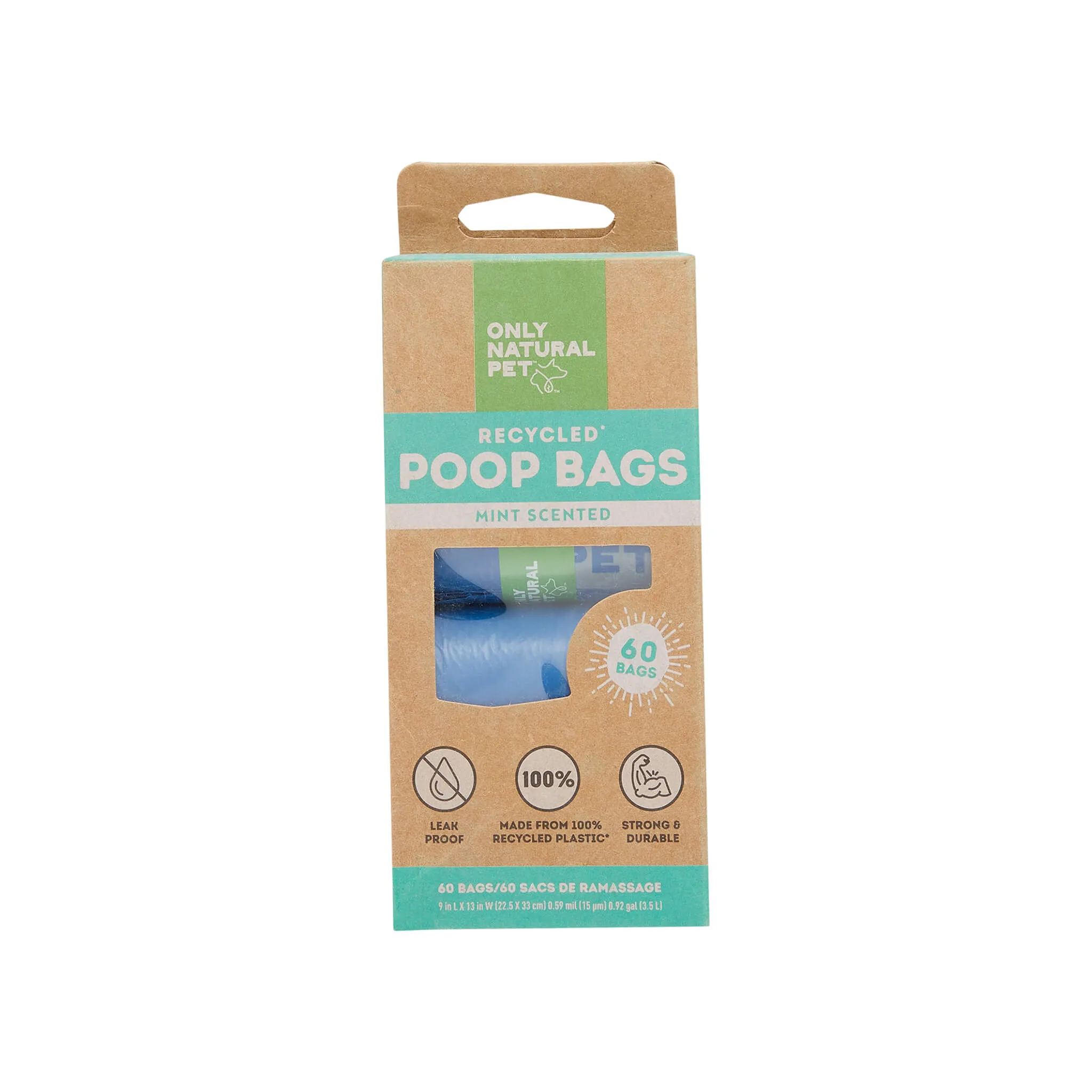 Only Natural Pet Post-Consumer Recycled Plastic Mint Scented Poop Bags for Dogs