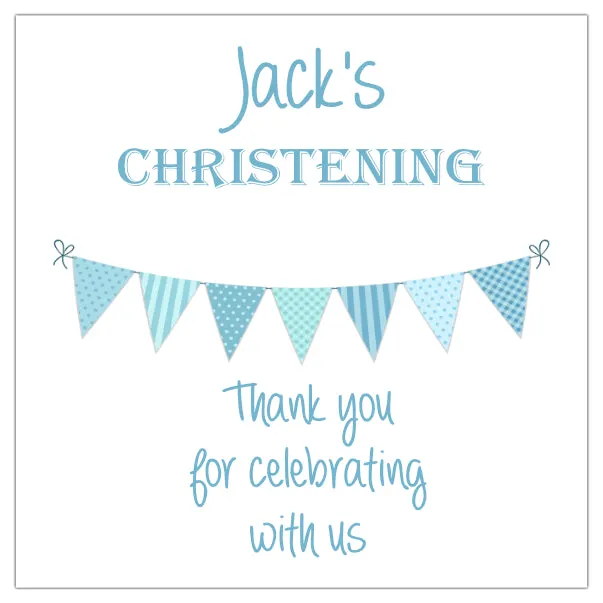 Personalised Christening Party Stickers Bunting