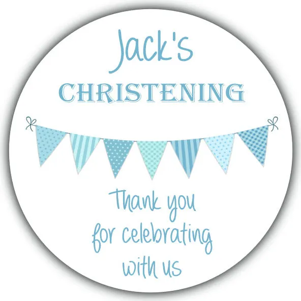 Personalised Christening Party Stickers Bunting