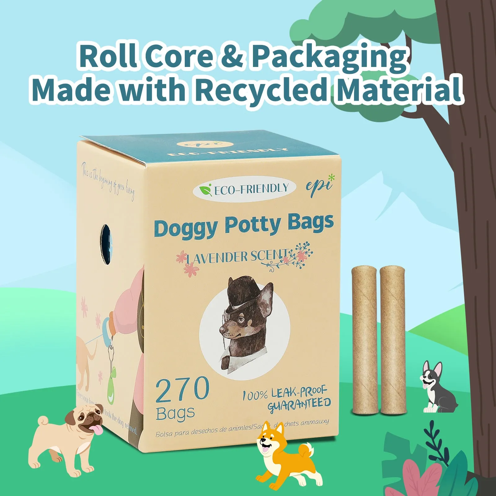 Pet Garbage Bag with Distributor Combination EPI Environmental Protection Full Degradation Poop Bag Suitable for Dog Feces