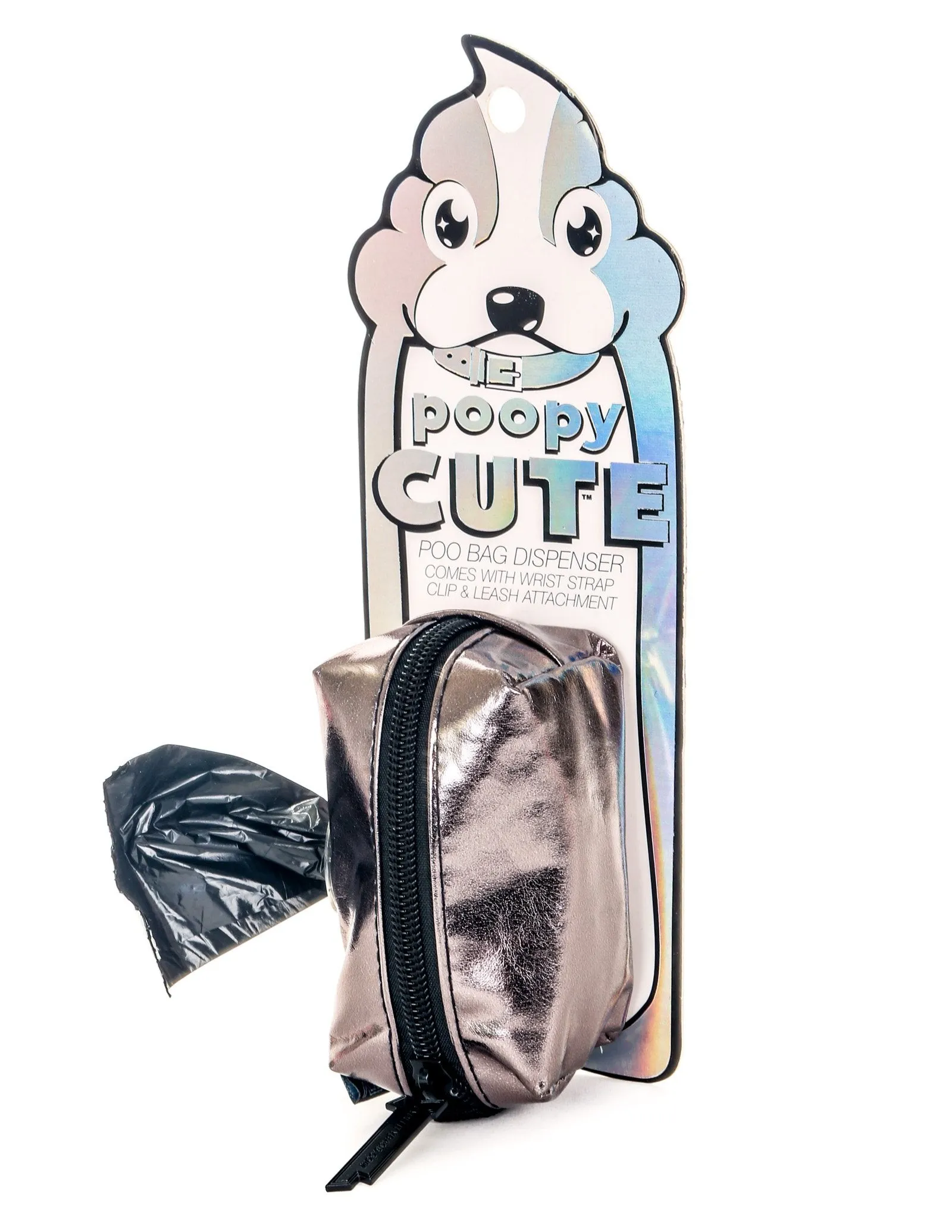 poopyCUTE | Cute Poop Bag Holder | METALLIC Pewter