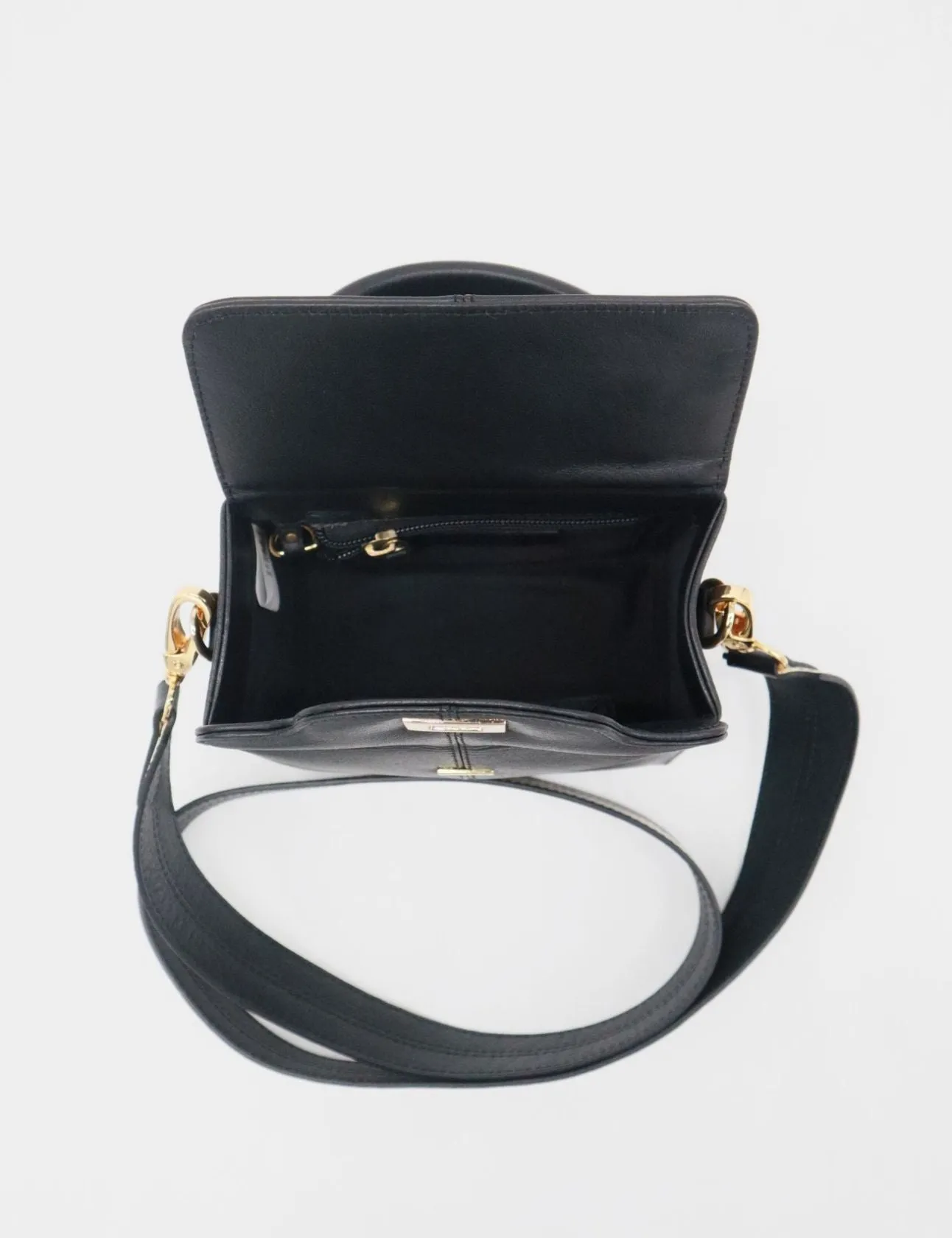 Purpose small cross body clutch in black leather women's bag