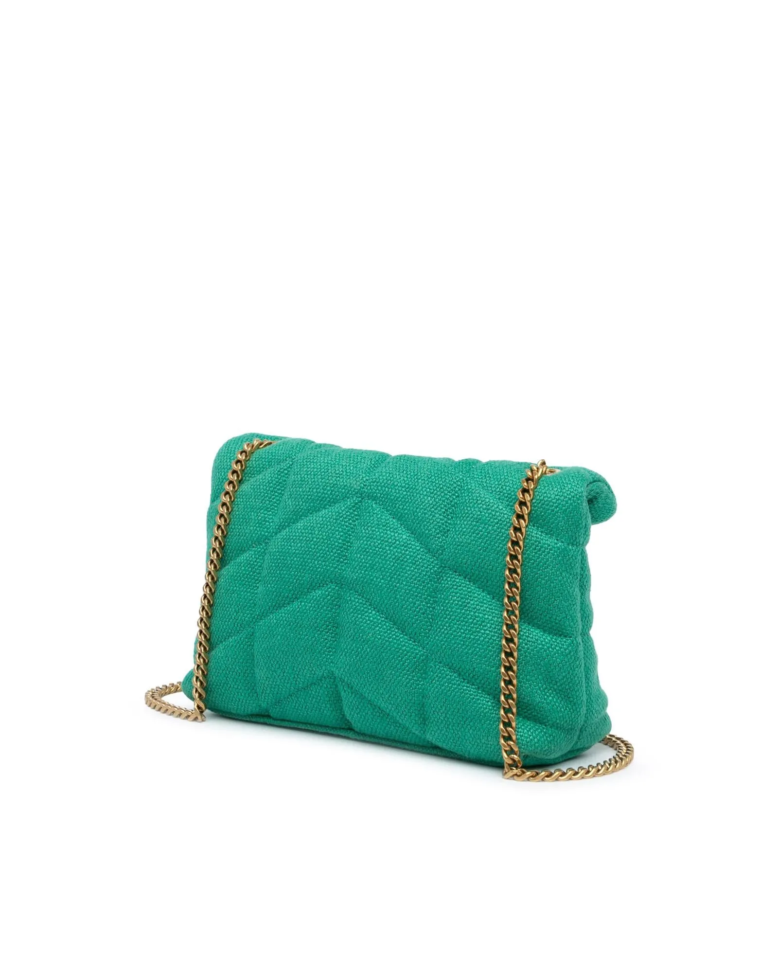 Quilted Canvas Crossbody Bag with Chain Strap