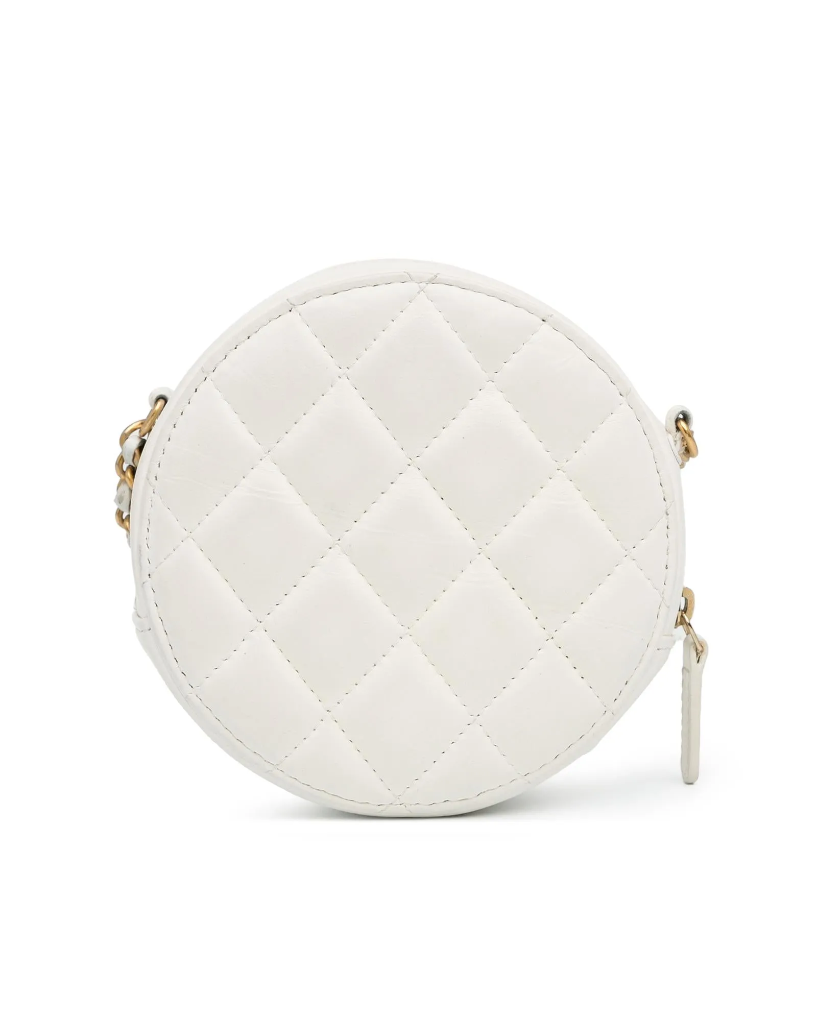 Quilted Lambskin Pearl Crush Round Crossbody Bag