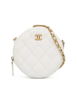 Quilted Lambskin Pearl Crush Round Crossbody Bag