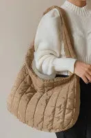 Quilted Zipper Large Shoulder Bag D